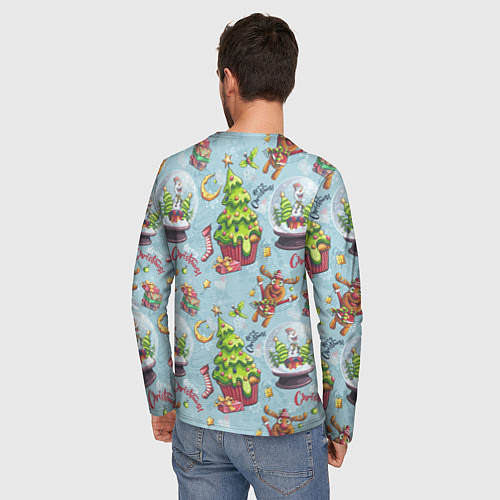 Мужской лонгслив Merry Christmas Pattern / 3D-принт – фото 4