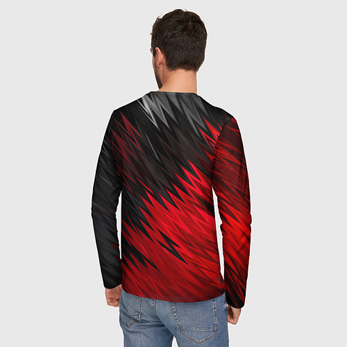 Мужской лонгслив ЧЁРНО КРАСНЫЕ КРАСКИ RED BLACK STRIPES / 3D-принт – фото 4