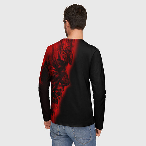Мужской лонгслив DYING LIGHT RED ZOMBIE FACE / 3D-принт – фото 4