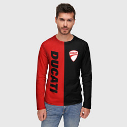 Лонгслив мужской DUCATI BLACK RED BACKGROUND, цвет: 3D-принт — фото 2