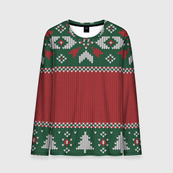 Лонгслив мужской Knitted Christmas Pattern, цвет: 3D-принт