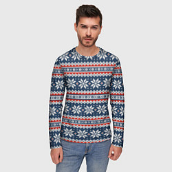 Лонгслив мужской Knitted Christmas Pattern, цвет: 3D-принт — фото 2