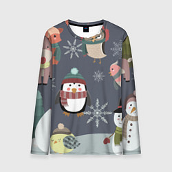 Мужской лонгслив НОВОГОДНИЙ ПАТТЕРН ЖИВОТНЫЕ