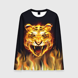 Лонгслив мужской Тигр В Пламени, цвет: 3D-принт