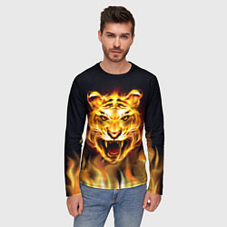 Лонгслив мужской Тигр В Пламени, цвет: 3D-принт — фото 2
