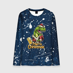 Лонгслив мужской Merry Christmas Пивозавр, цвет: 3D-принт