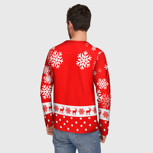 Мужской лонгслив НОВОГОДНИЙ МИШКА МИЛЫЙ МИШКА / 3D-принт – фото 4
