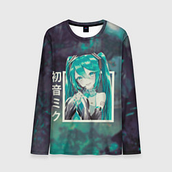 Лонгслив мужской Мику Хацунэ в квадрате , вокалоид, цвет: 3D-принт