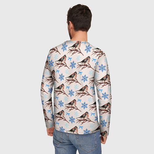 Мужской лонгслив Снегири зима / 3D-принт – фото 4