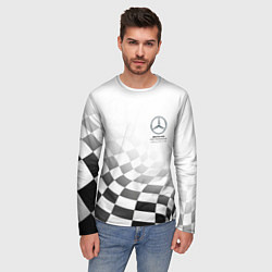 Лонгслив мужской MERCEDES, МЕРСЕДЕС СПОРТ, ФИНИШНЫЙ ФЛАГ, ФОРМУЛА 1, цвет: 3D-принт — фото 2