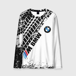 Лонгслив мужской BMW следы шин, цвет: 3D-принт