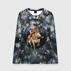 Лонгслив мужской Санта на олене Новый год 2022, цвет: 3D-принт