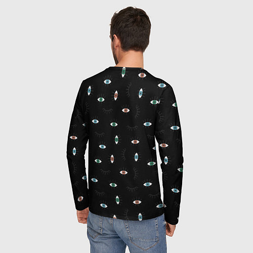 Мужской лонгслив Разноцветные глаза паттерн / 3D-принт – фото 4