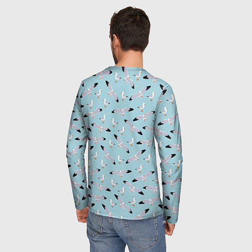 Мужской лонгслив Чайки паттерн / 3D-принт – фото 4