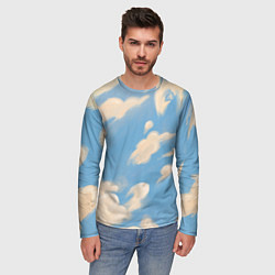 Лонгслив мужской Рисунок голубого неба с облаками маслом, цвет: 3D-принт — фото 2