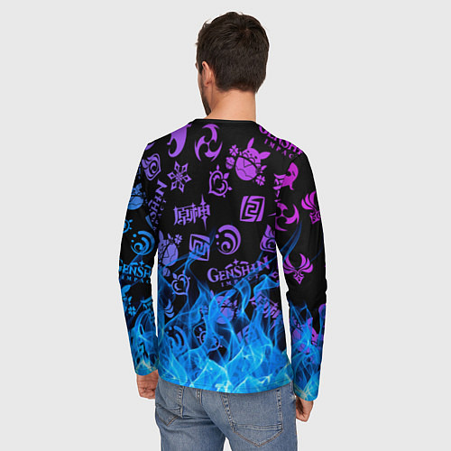 Мужской лонгслив Стихия Genshin Impact Fire / 3D-принт – фото 4