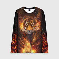Лонгслив мужской Огненный тигр Сила огня, цвет: 3D-принт