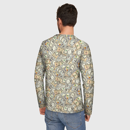 Мужской лонгслив Доллары 1, 2, 10, 100 банкноты / 3D-принт – фото 4