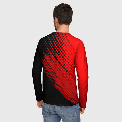 Мужской лонгслив Honda - Red texture / 3D-принт – фото 4