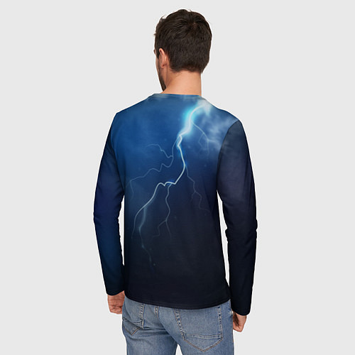 Мужской лонгслив ПЛЫЛИ МЫ ПО МОРЮ ВЕТЕР МАЧТУ РВАЛ Песенка Бомжа / 3D-принт – фото 4