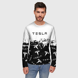 Лонгслив мужской Tesla - Black & White, цвет: 3D-принт — фото 2