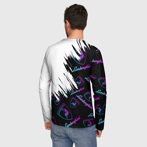 Мужской лонгслив Lamborghini pattern gradient / 3D-принт – фото 4