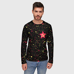 Лонгслив мужской СОВЕТСКИЙ СОЮЗ - СЕРП И МОЛОТ - Краски, цвет: 3D-принт — фото 2