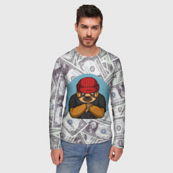 Лонгслив мужской Богатый ленивец Паттерн из долларов, цвет: 3D-принт — фото 2