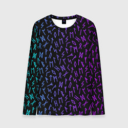 Лонгслив мужской Рунический алфавит Neon pattern, цвет: 3D-принт