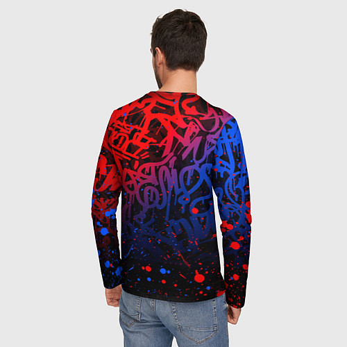 Мужской лонгслив ХАГИ ВАГИ НЕОНОВОЕ ГРАФФИТИ БРЫЗГИ КРАСОК / 3D-принт – фото 4