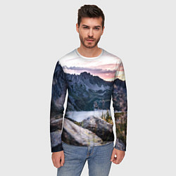 Лонгслив мужской Горы на закате, цвет: 3D-принт — фото 2