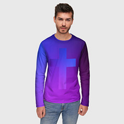 Лонгслив мужской Крест в неоне, цвет: 3D-принт — фото 2