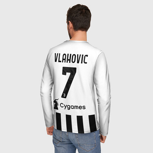 Мужской лонгслив ВЛАХОВИЧ ЮВЕНТУС VLAHOVIC JUVENTUS / 3D-принт – фото 4