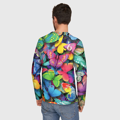 Мужской лонгслив Стая бабочек Pattern / 3D-принт – фото 4