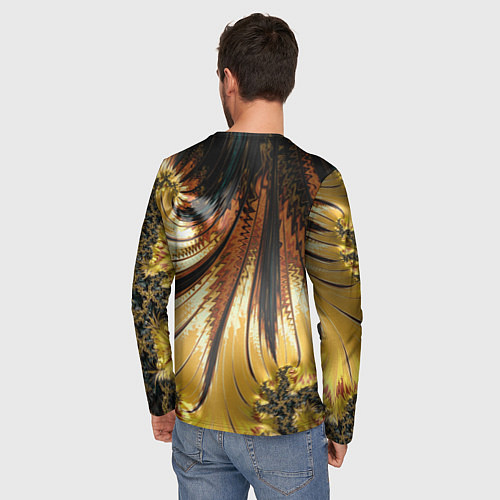 Мужской лонгслив Черный с золотым фрактал Абстракция / 3D-принт – фото 4