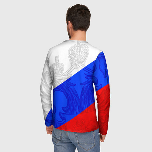 Мужской лонгслив RUSSIA - SPORTWEAR - ТРИКОЛОР / 3D-принт – фото 4