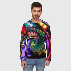 Лонгслив мужской Красочная фрактальная спираль Colorful fractal spi, цвет: 3D-принт — фото 2