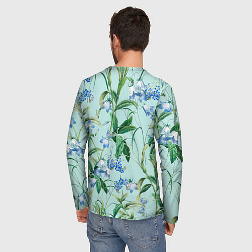 Мужской лонгслив Цветы Незабудки / 3D-принт – фото 4