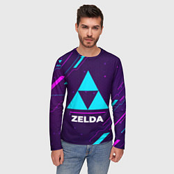 Лонгслив мужской Символ Zelda в неоновых цветах на темном фоне, цвет: 3D-принт — фото 2
