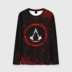 Лонгслив мужской Символ Assassins Creed и краска вокруг на темном ф, цвет: 3D-принт