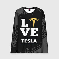Лонгслив мужской Tesla Love Classic со следами шин на фоне, цвет: 3D-принт