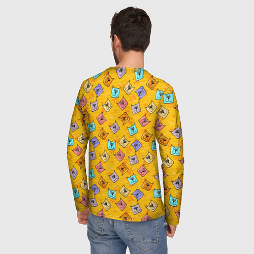 Мужской лонгслив Цветные котики и лапки / 3D-принт – фото 4