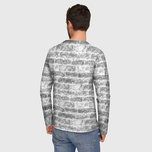 Мужской лонгслив Серая кирпичная стена стиль лофт / 3D-принт – фото 4