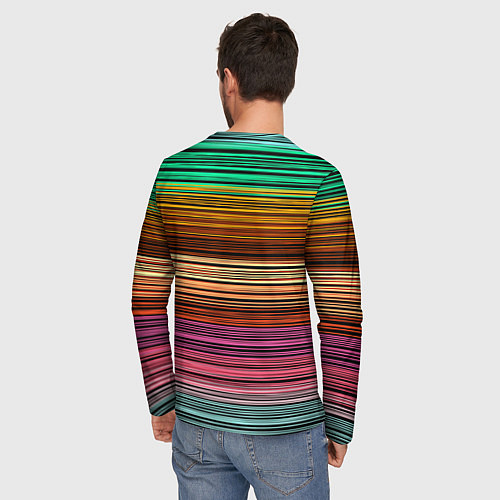 Мужской лонгслив Multicolored thin stripes Разноцветные полосы / 3D-принт – фото 4