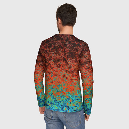 Мужской лонгслив Turquoise brown abstract marble pattern / 3D-принт – фото 4