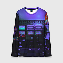 Лонгслив мужской Неоновые игровые автоматы - Фиолетoвый, цвет: 3D-принт