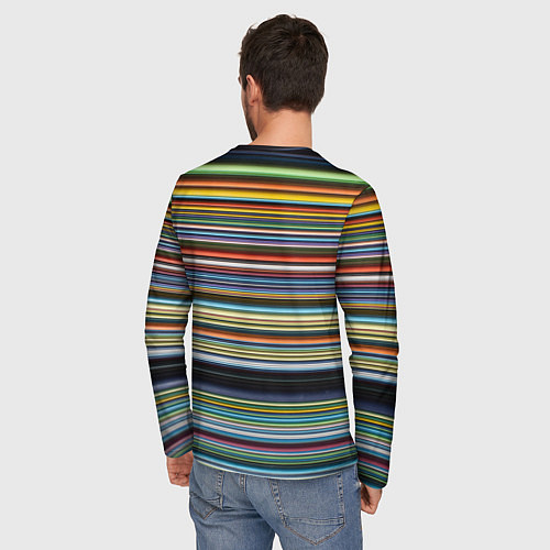 Мужской лонгслив Абстрактное множество разноцветных линий / 3D-принт – фото 4
