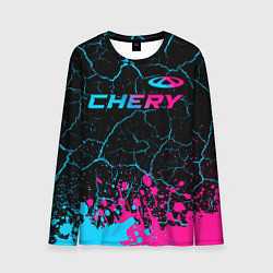 Мужской лонгслив Chery - neon gradient: символ сверху