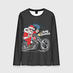 Лонгслив мужской Santa on a bike, цвет: 3D-принт