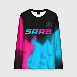 Мужской лонгслив Saab - neon gradient: символ сверху